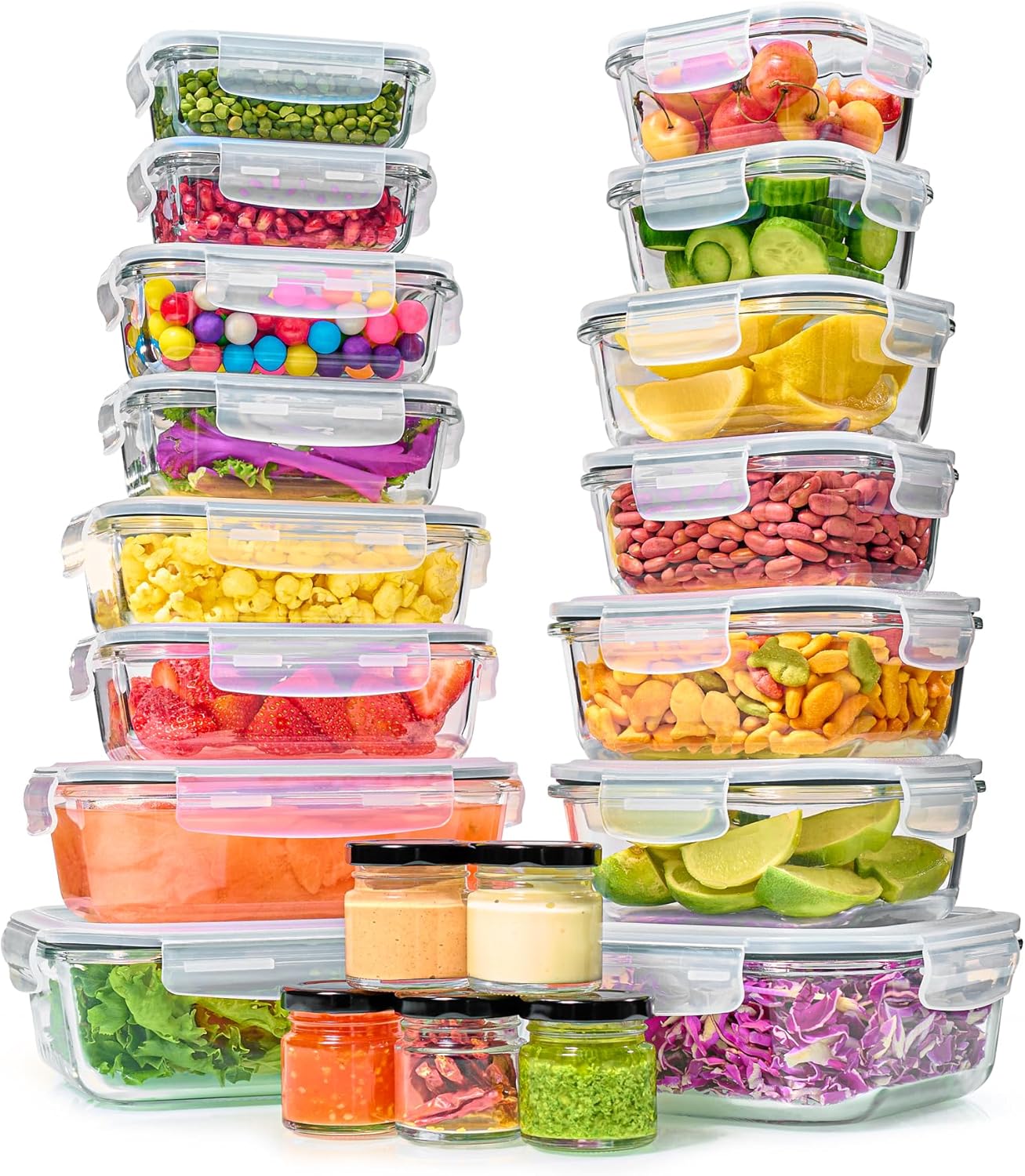 Meal Prep Freezer - 40pc Glass Food Storage Containers with