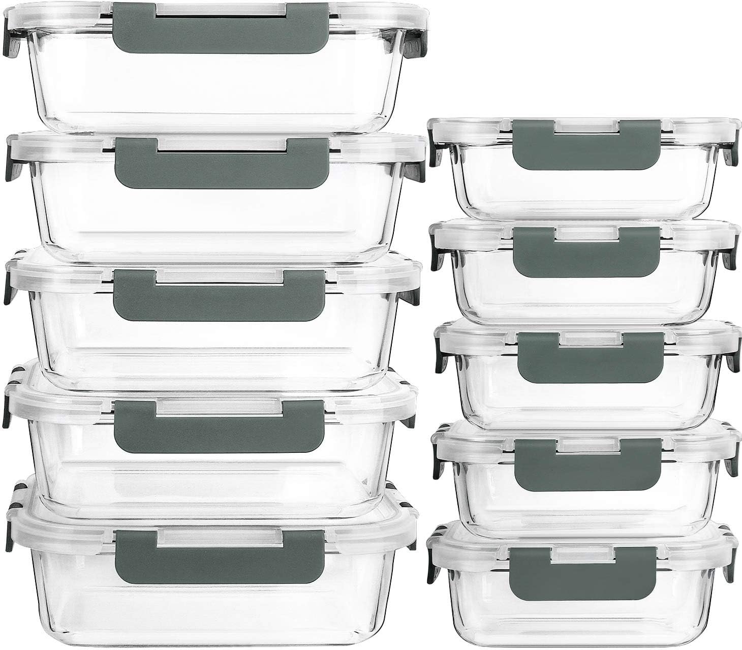 Meal Prep Freezer - 10-Pack Glass Meal Prep Containers with