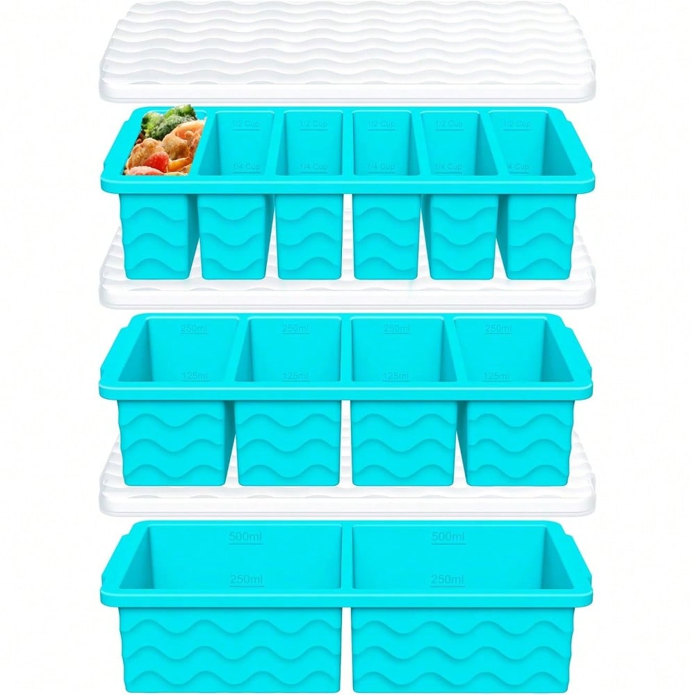 Meal Prep Freezer - 3-Pack Silicone Freezer Trays With Lids