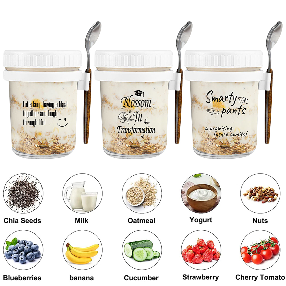 Meal Prep Oatmeal - Milk Cereal Fruit Oatmeal Jars with