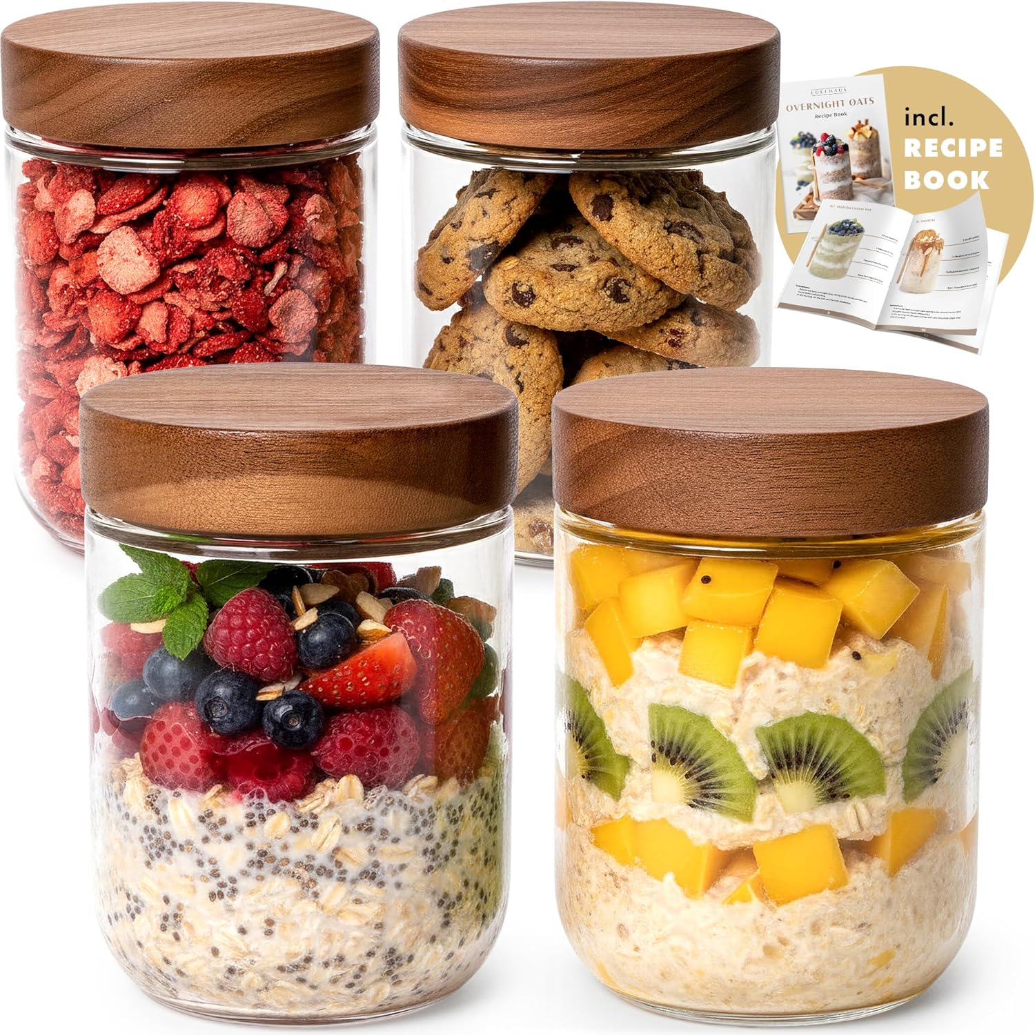 Meal Prep Oatmeal - Overnight Oats Containers with Lids Acacia