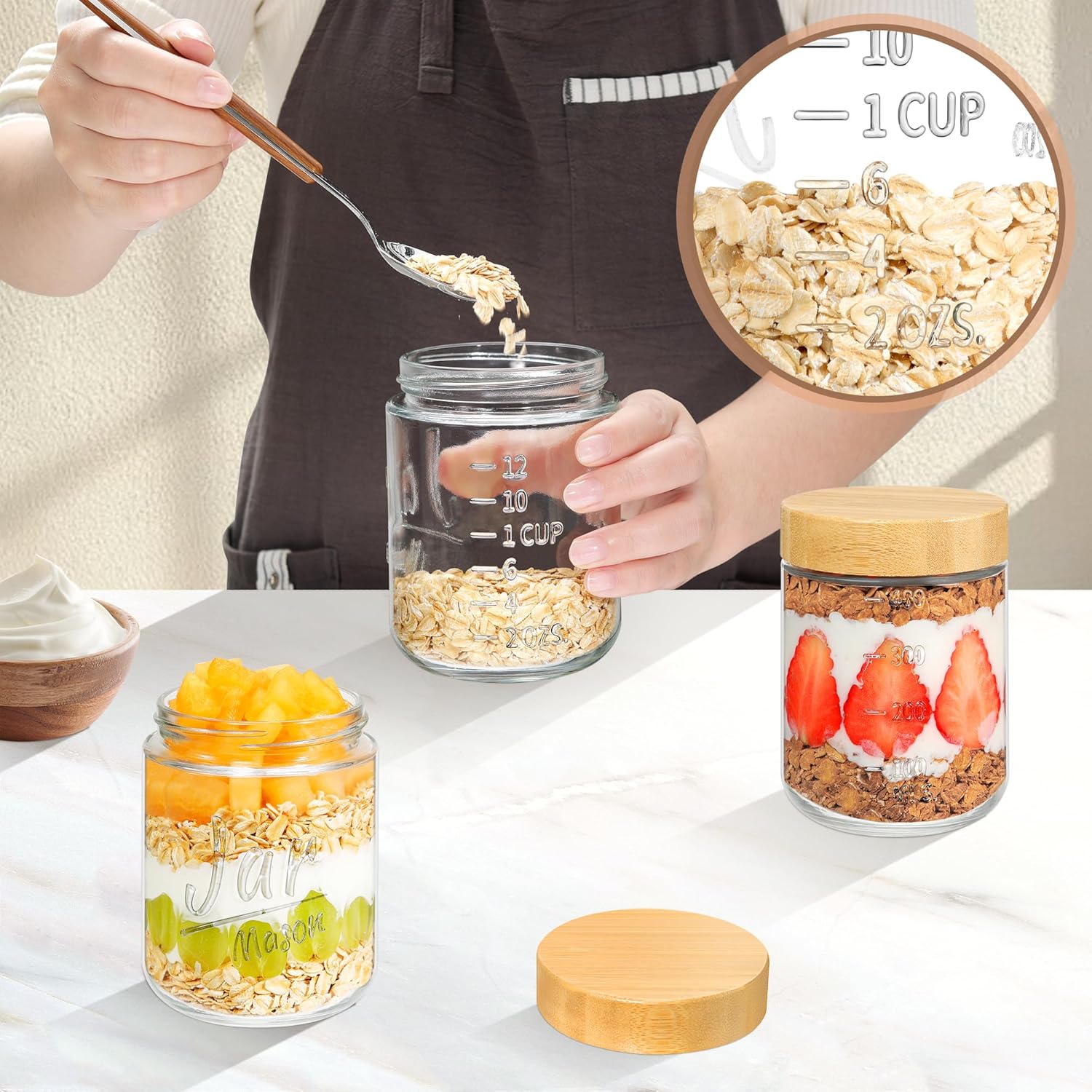 16 oz Glass Overnight Oats Con – Meal Prep Oatmeal Bewertung und Preis