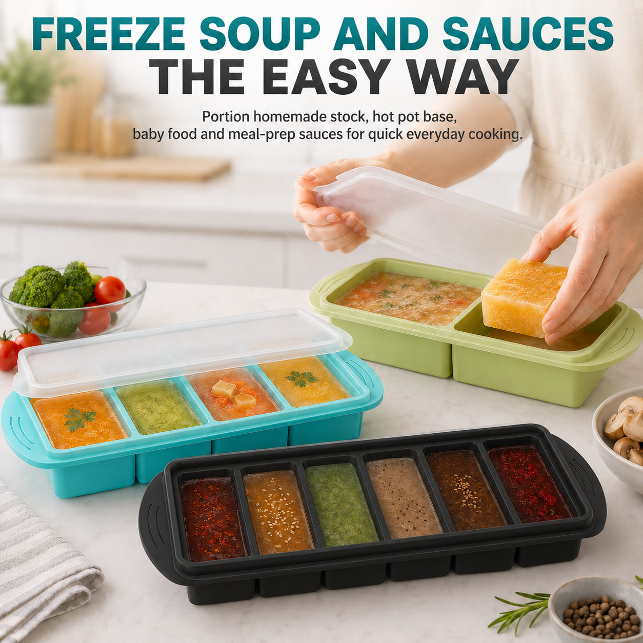 3 Pack Silicone Freezer Trays  – Meal Prep Oatmeal Bewertung und Preis