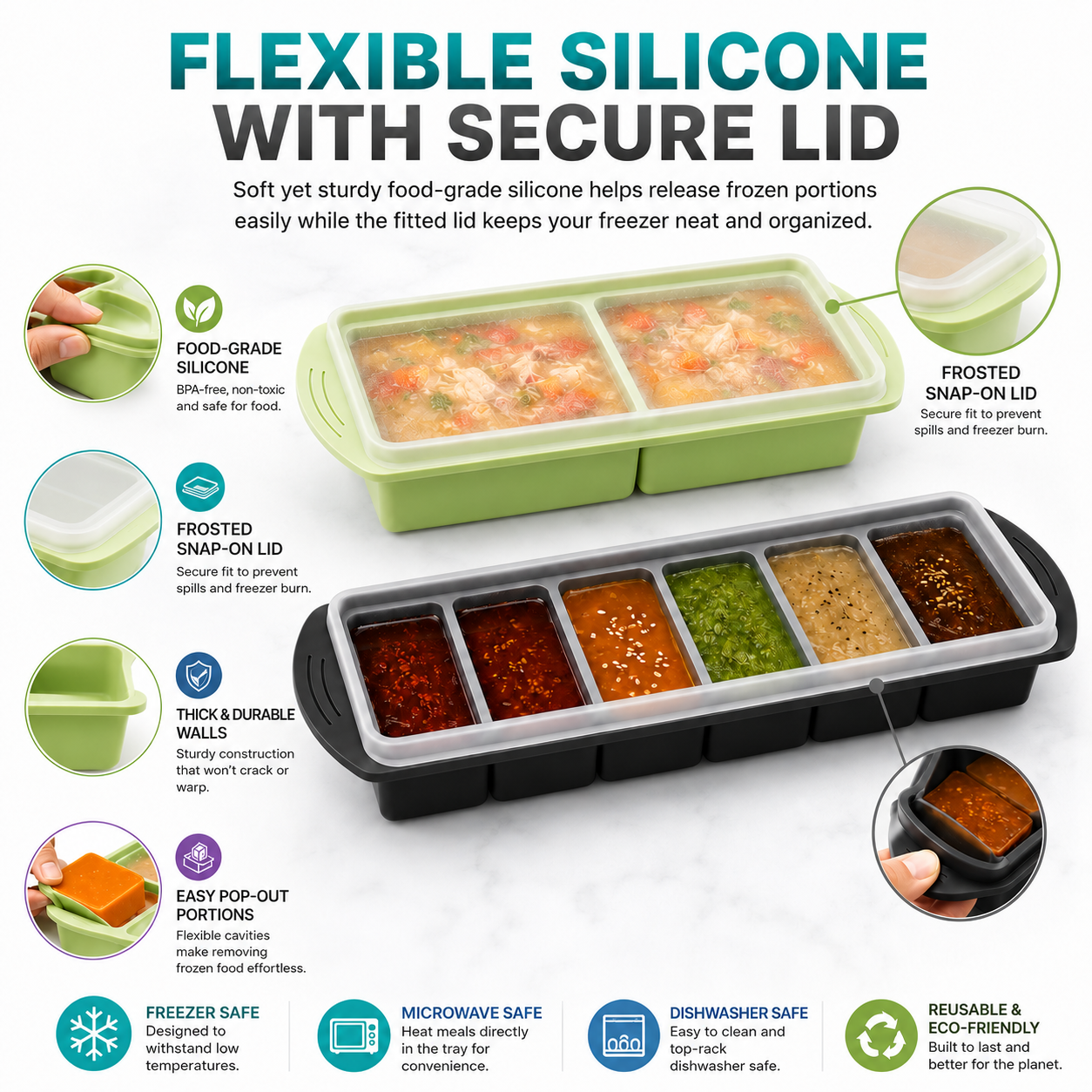 3 Pack Silicone Freezer Trays  – Meal Prep Oatmeal Bewertung und Preis